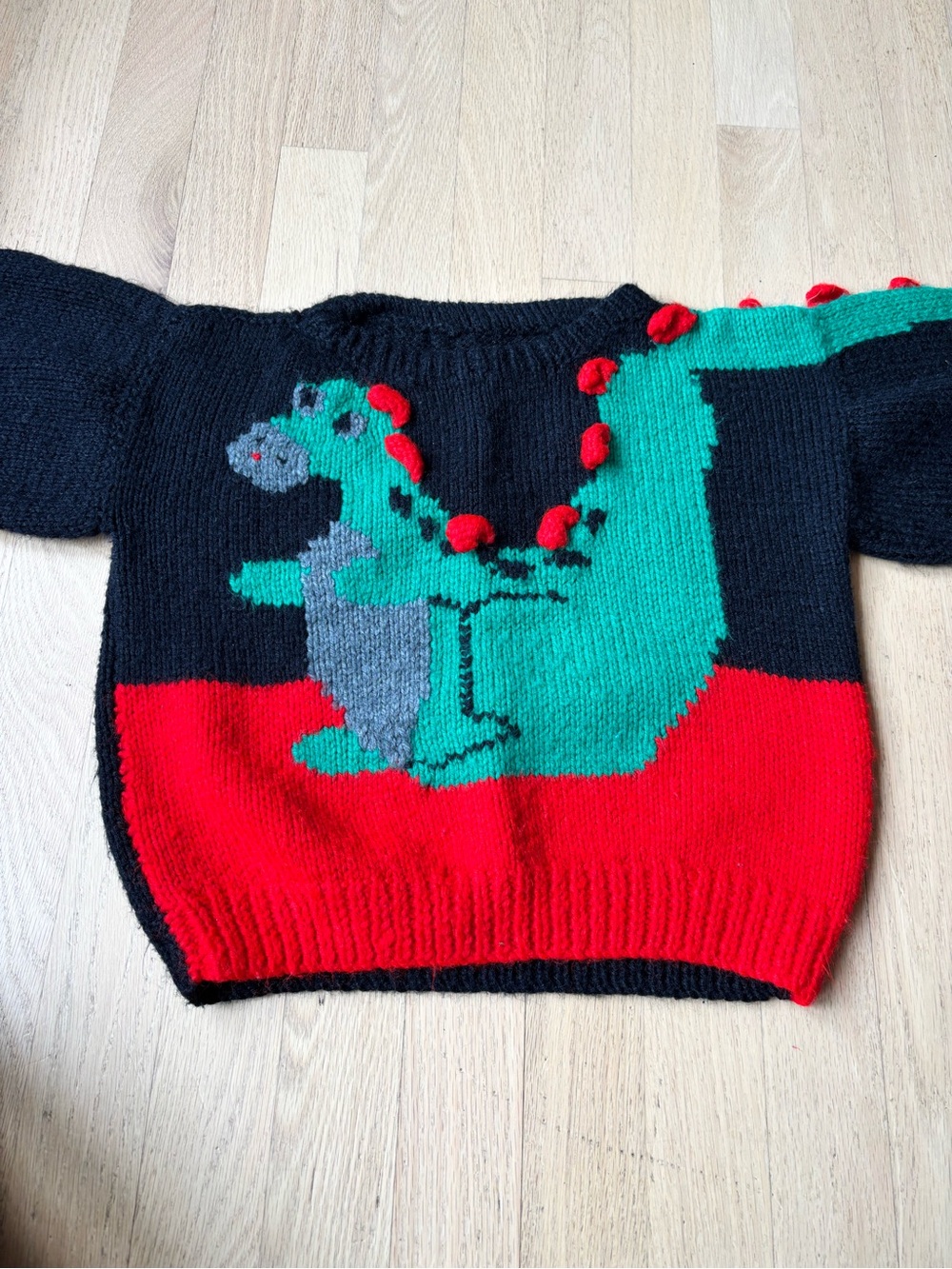 Handknit Dinosaur Sweater 3T